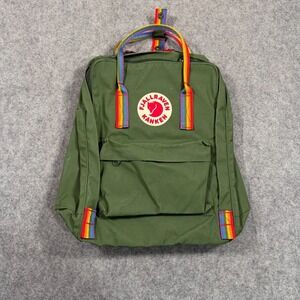 Fjallraven Spruce Green Rainbow Trimmed Straps Kanken Backpack Bookbag Unisex